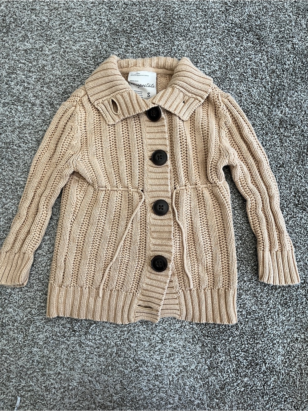 Aeropostale Beige Y2K Chunky Knit Cardigan